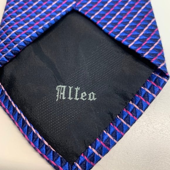 Alea Milan Blue Striped Silk Tie - Picture 4 of 7